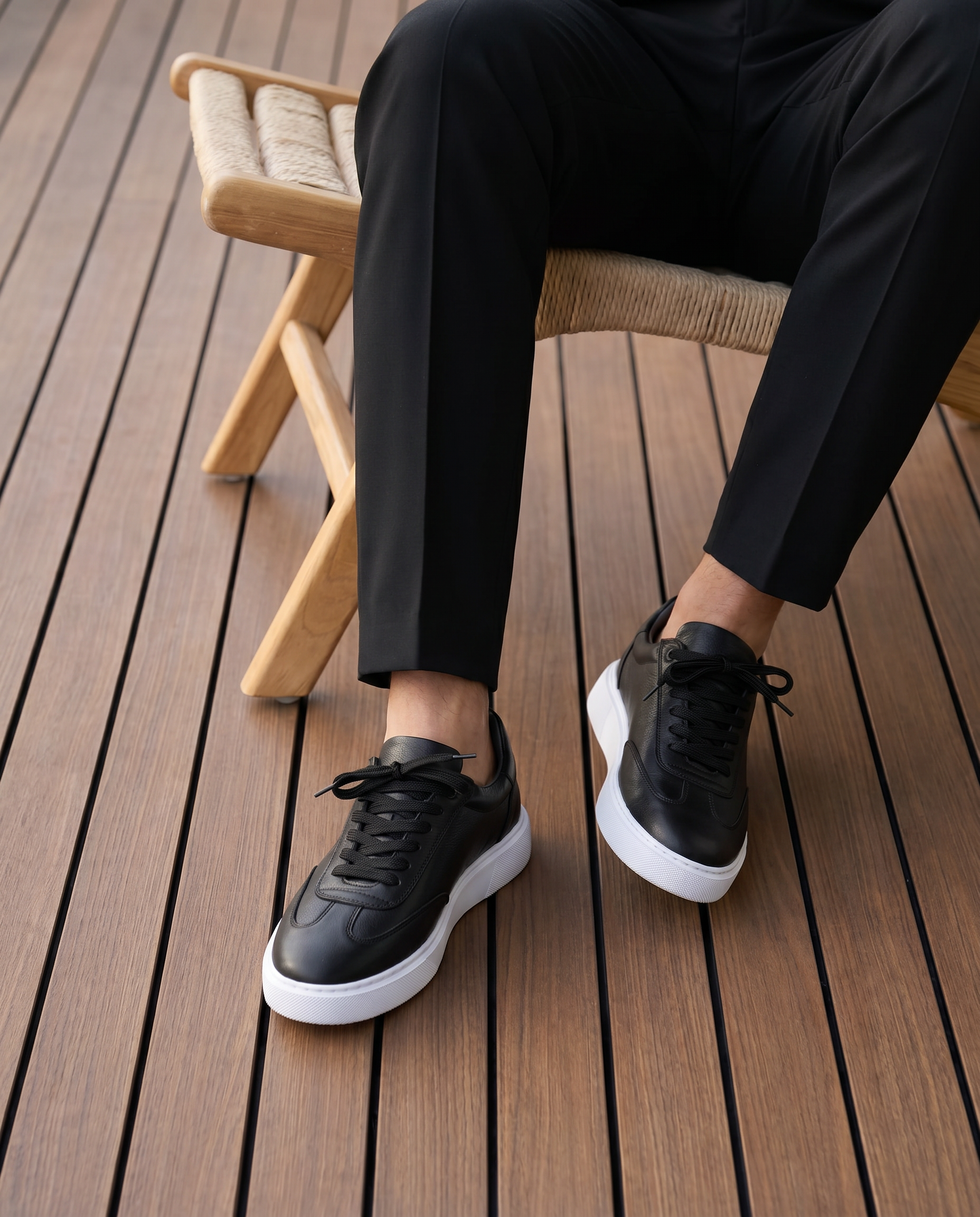 MASSİMO SİYAH DERİ ERKEK SNEAKERS AYAKKABI