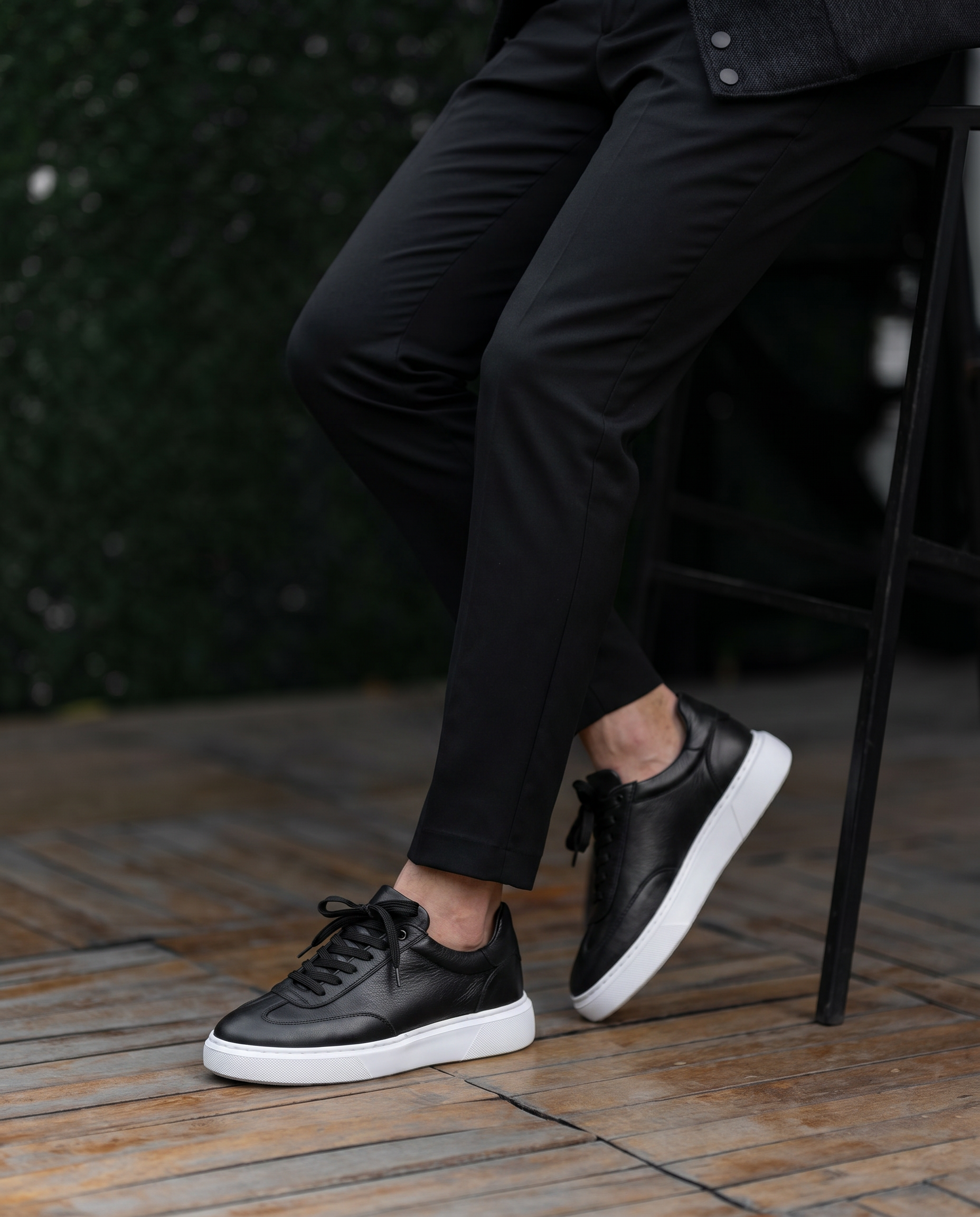 MASSİMO SİYAH DERİ ERKEK SNEAKERS AYAKKABI