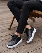 MASSİMO SİYAH DERİ ERKEK SNEAKERS AYAKKABI