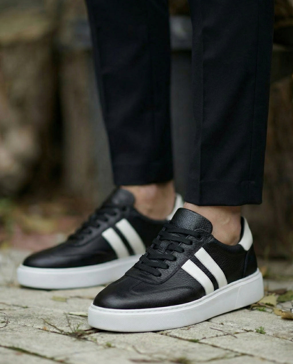 RİVİERA SiYAH DERi EVA TABAN ERKEK SNEAKERS AYAKKABI