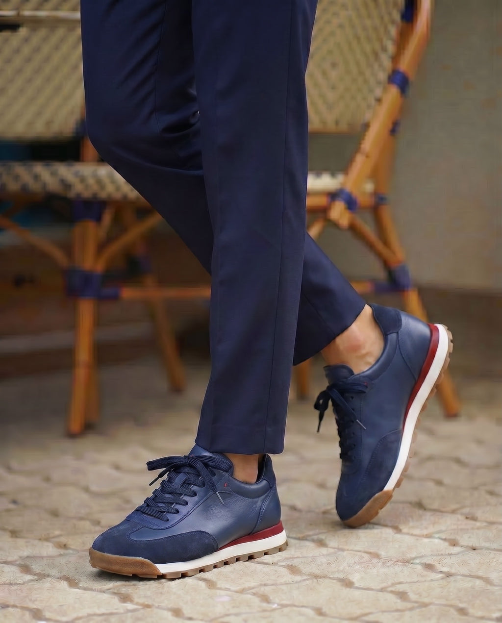 VARELLO LACİVERT DERİ ERKEK SNEAKERS AYAKKABI