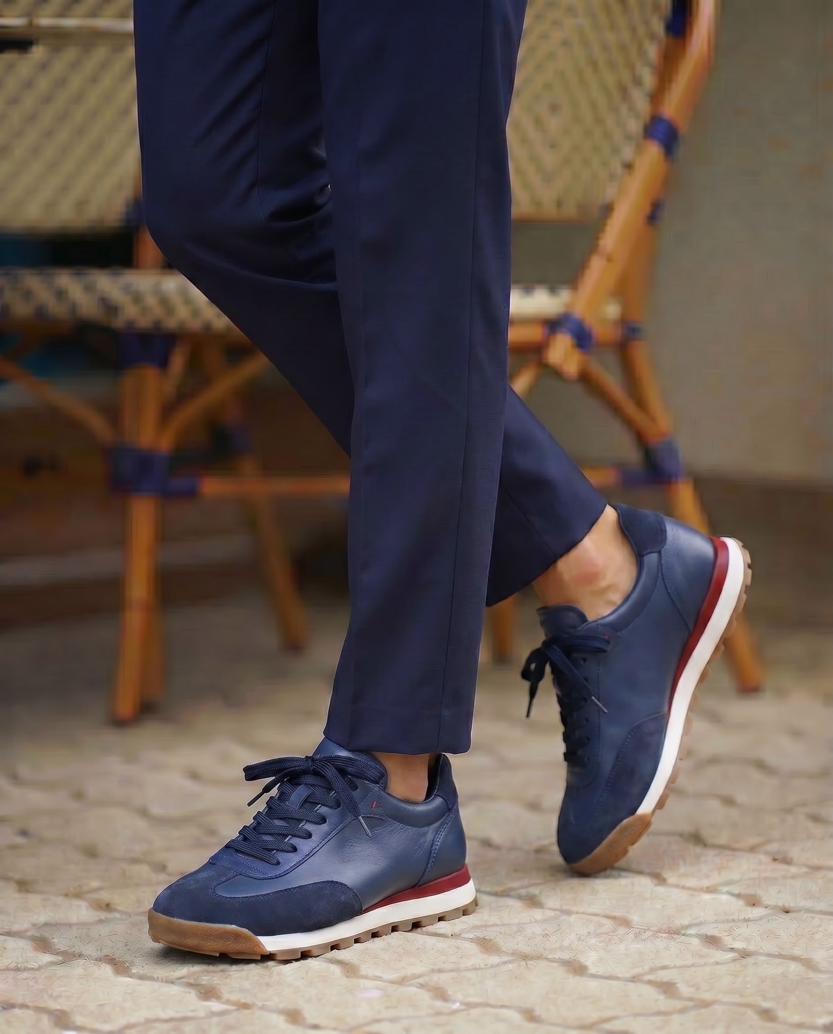 VARELLO LACİVERT DERİ ERKEK SNEAKERS AYAKKABI