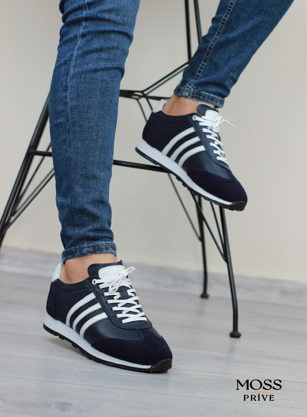 LACİVERT DERİ ERKEK SPOR AYAKKABI