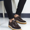URBAN KAHVERENGİ DERİ SÜET DETAYLI ERKEK SNEAKERS AYAKKABI