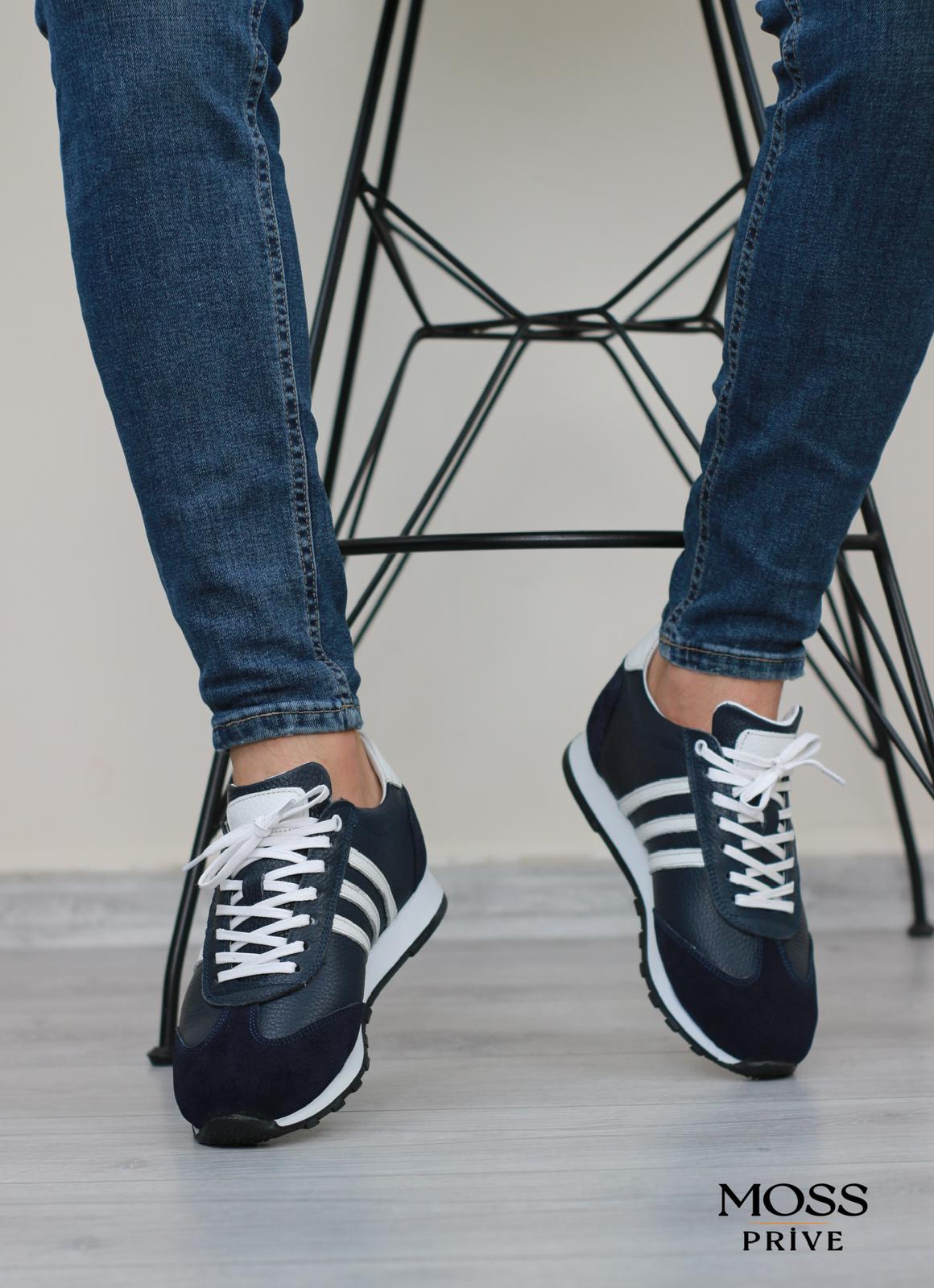 LACİVERT DERİ ERKEK SPOR AYAKKABI