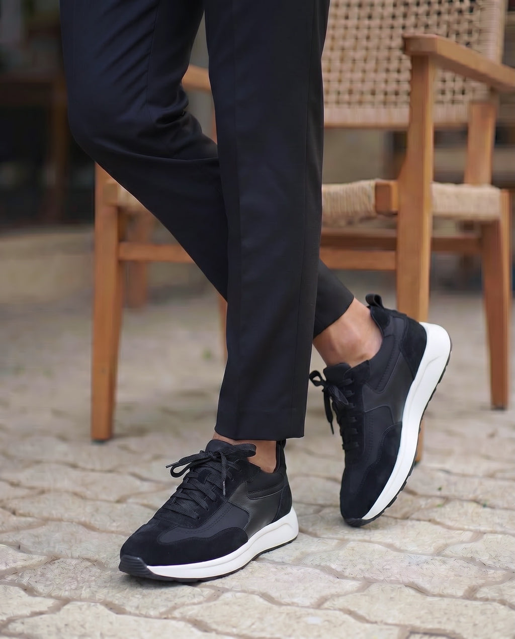 MONTEVA SİYAH DERİ ERKEK SNEAKERS AYAKKABI