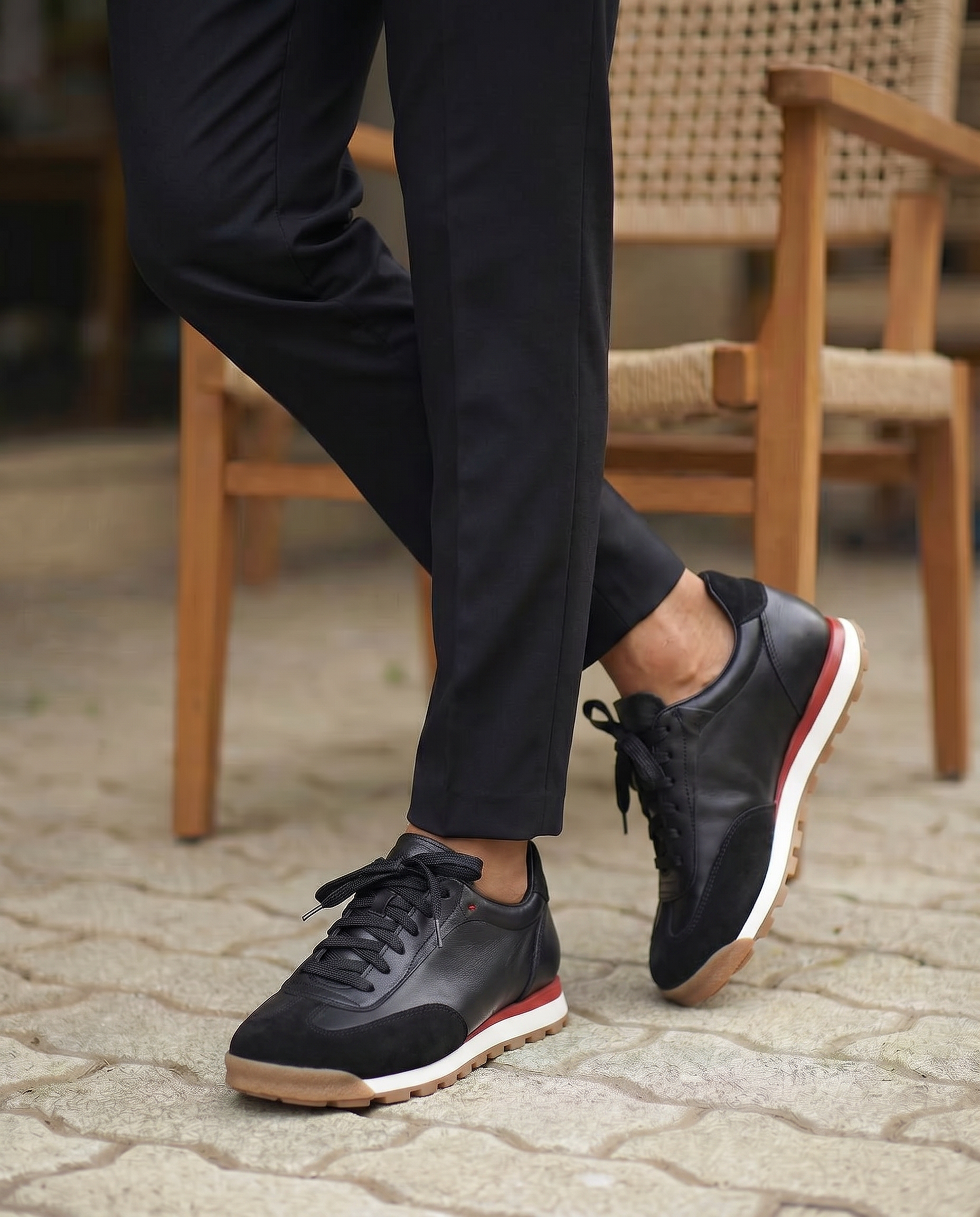 VARELLO SİYAH DERİ ERKEK SNEAKERS AYAKKABI