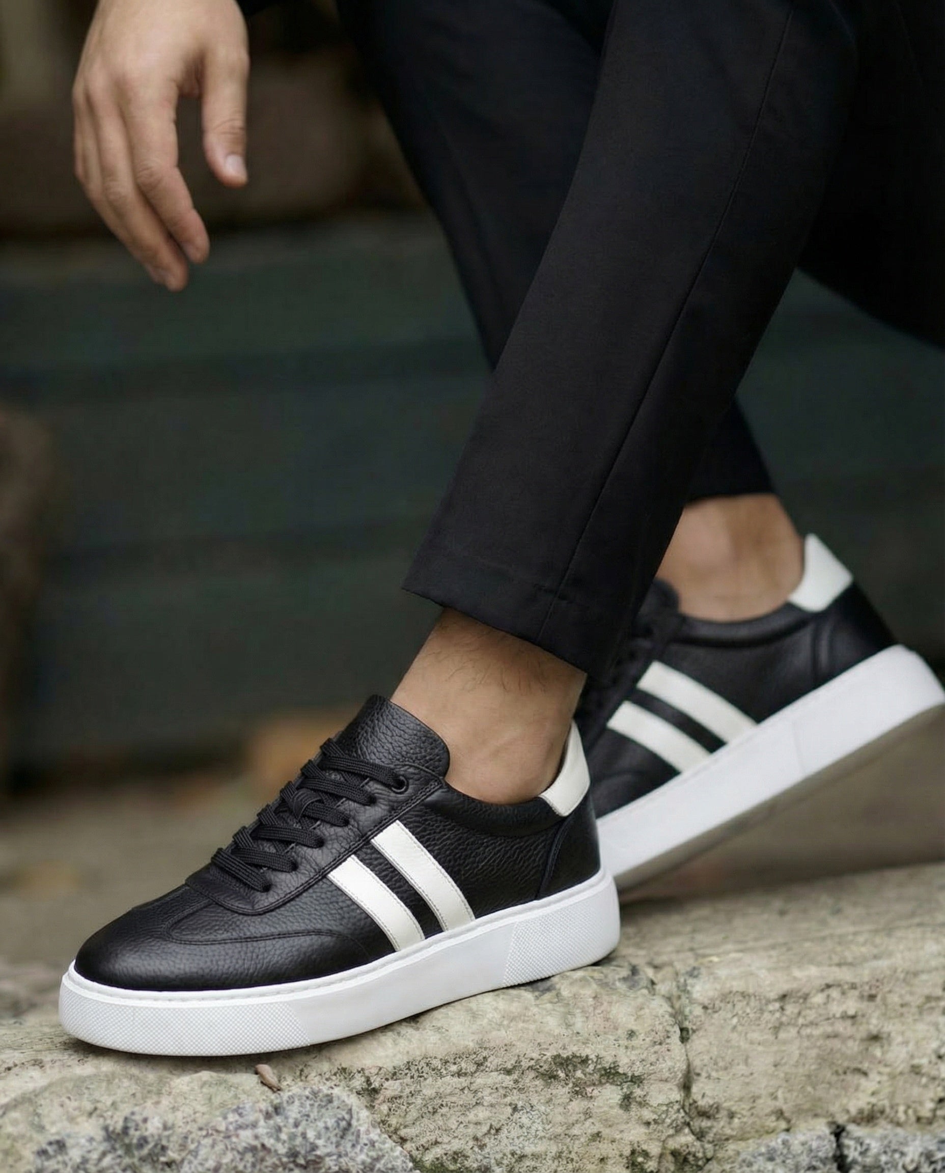 RİVİERA SiYAH DERi EVA TABAN ERKEK SNEAKERS AYAKKABI