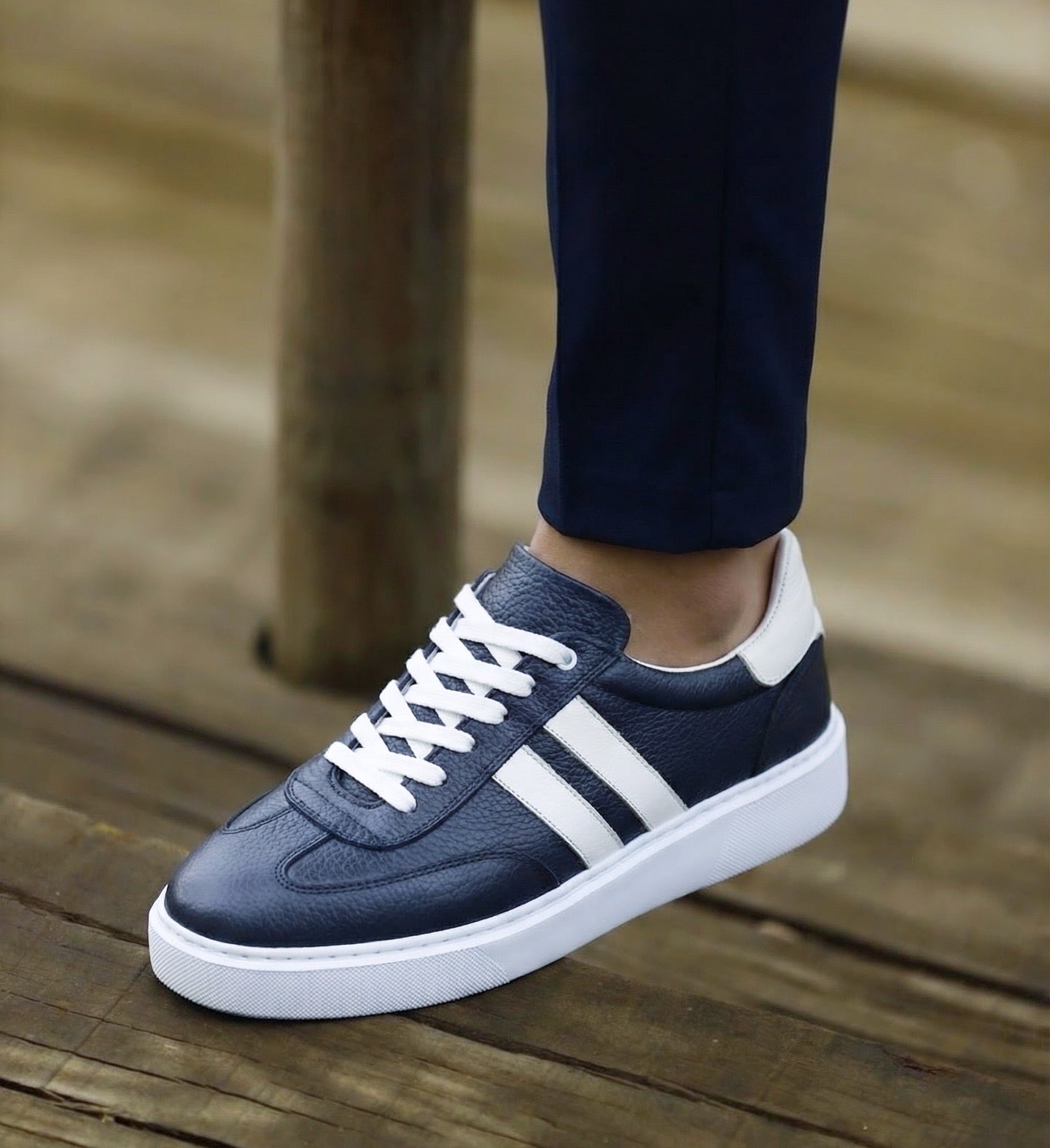 RİVİERA LACİVERT DERİ EVA TABAN ERKEK SNEAKERS AYAKKABI