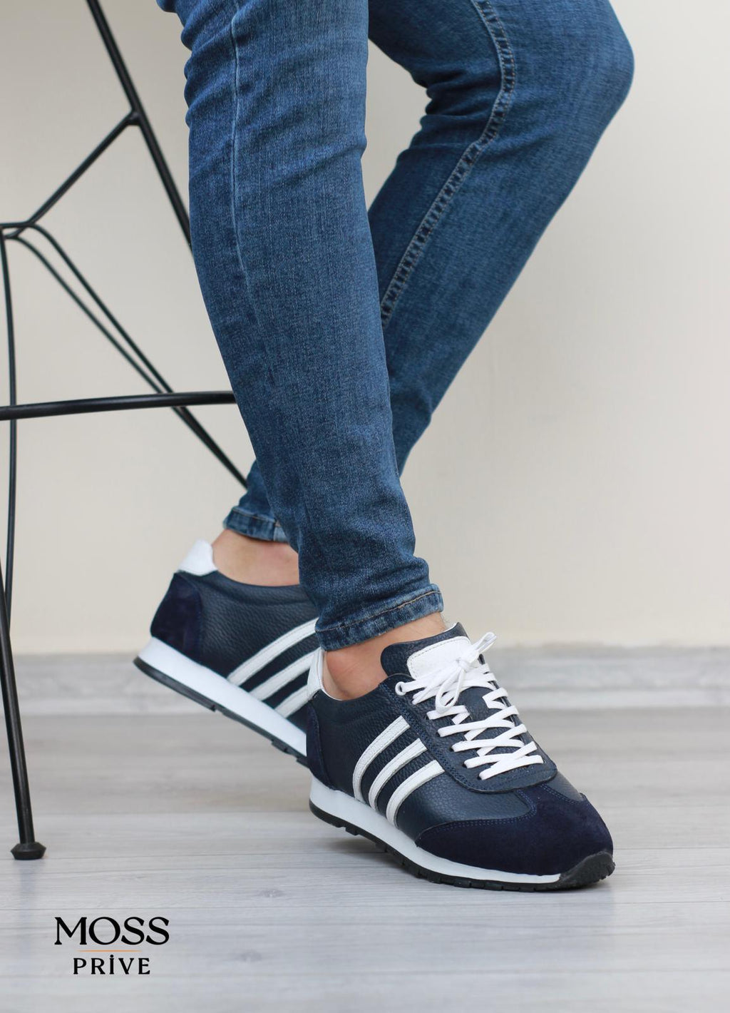 LACİVERT DERİ ERKEK SPOR AYAKKABI