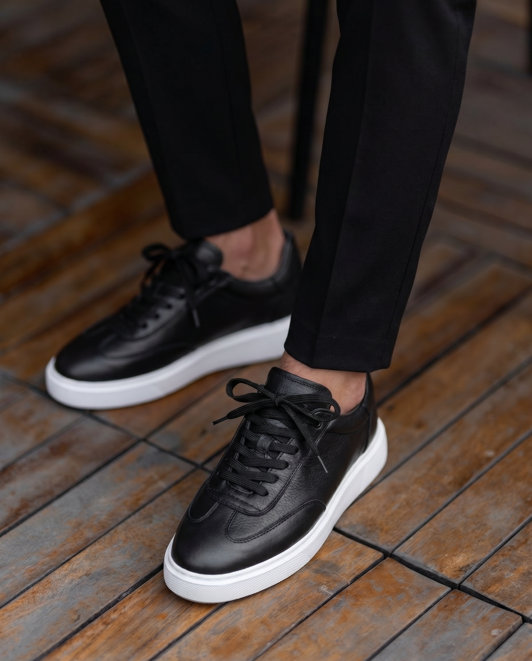 MASSİMO SİYAH DERİ ERKEK SNEAKERS AYAKKABI
