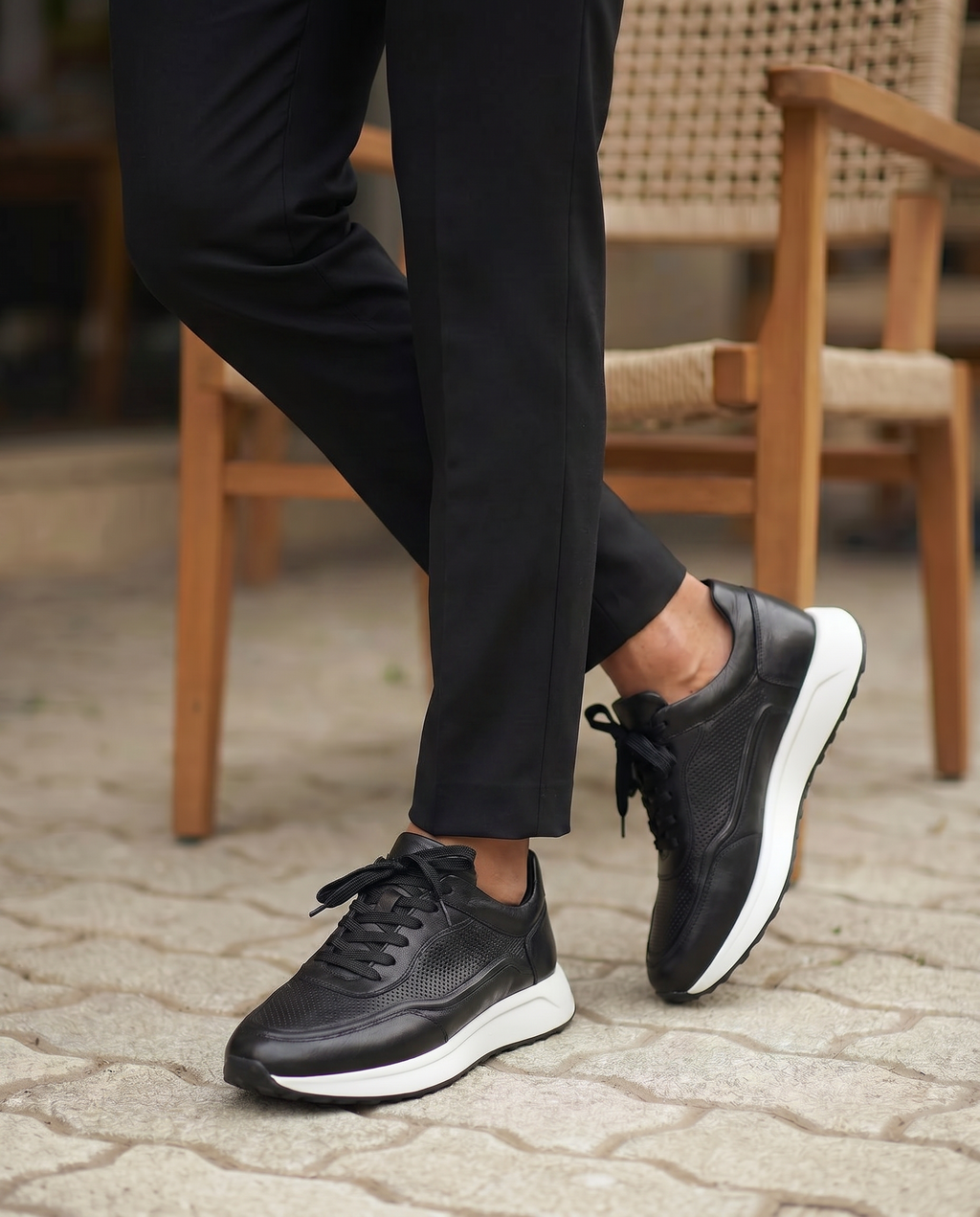 VALTERRA SİYAH DERİ ERKEK SNEAKERS AYAKKABI