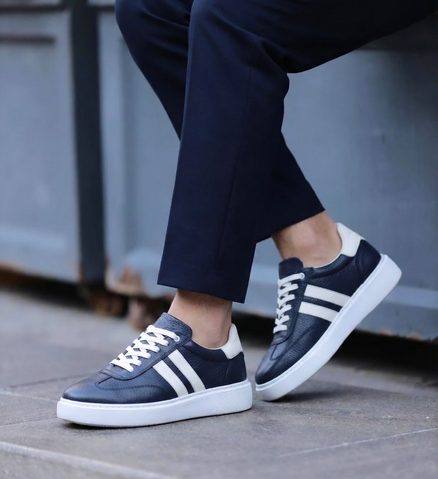 RİVİERA LACİVERT DERİ EVA TABAN ERKEK SNEAKERS AYAKKABI