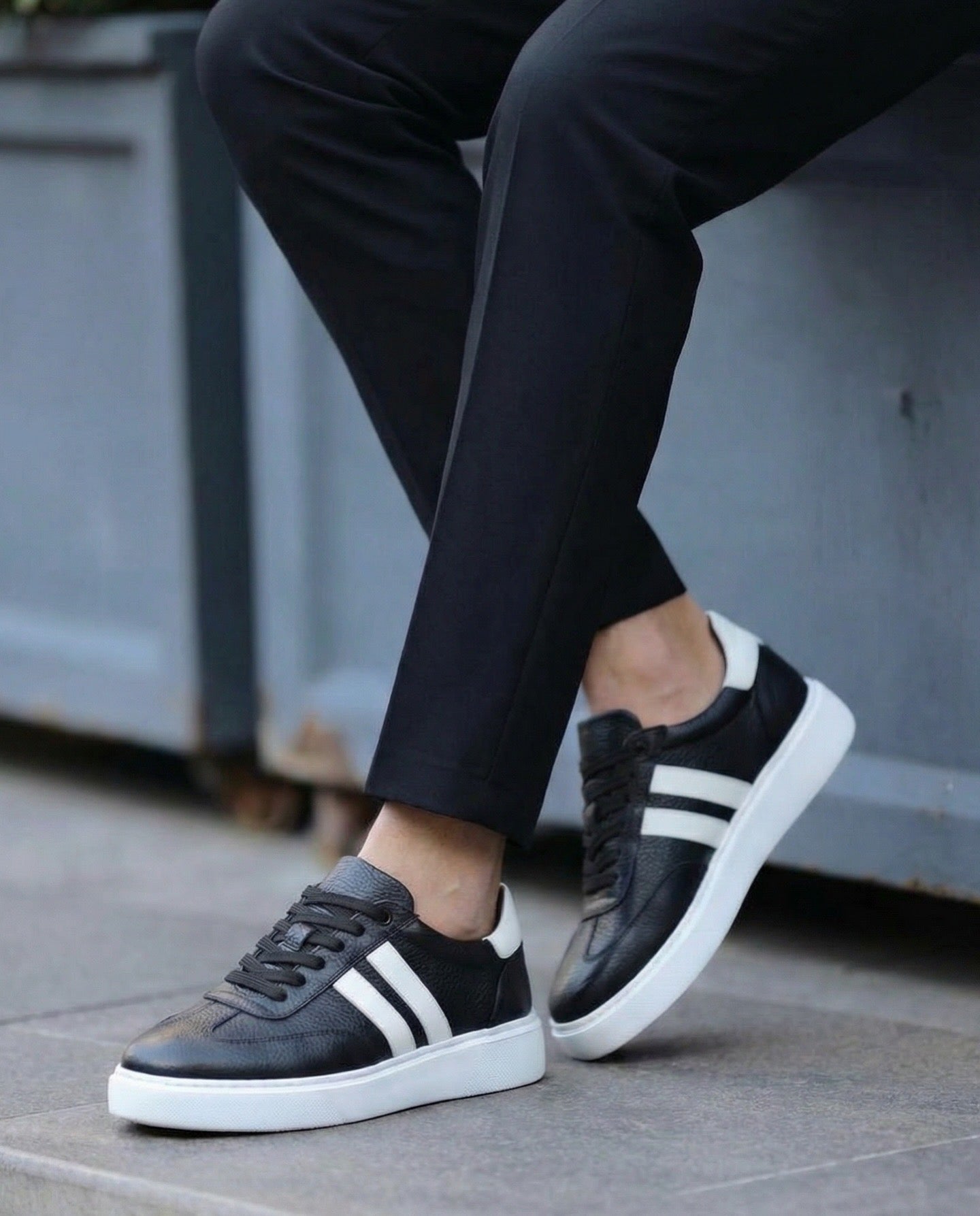 RİVİERA SiYAH DERi EVA TABAN ERKEK SNEAKERS AYAKKABI