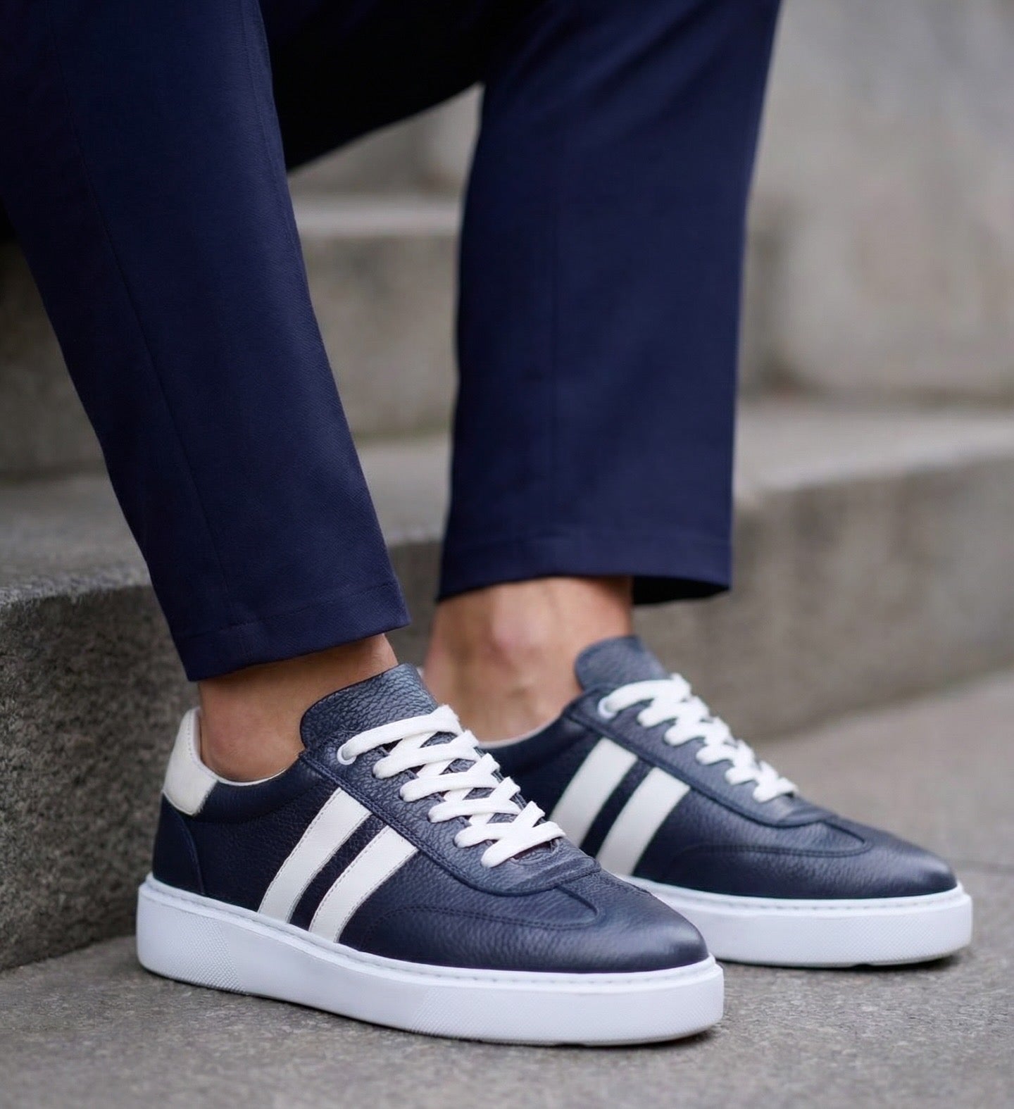 RİVİERA LACİVERT DERİ EVA TABAN ERKEK SNEAKERS AYAKKABI