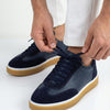 URBAN LACİVERT DERİ SÜET DETAYLI ERKEK SNEAKERS AYAKKABI
