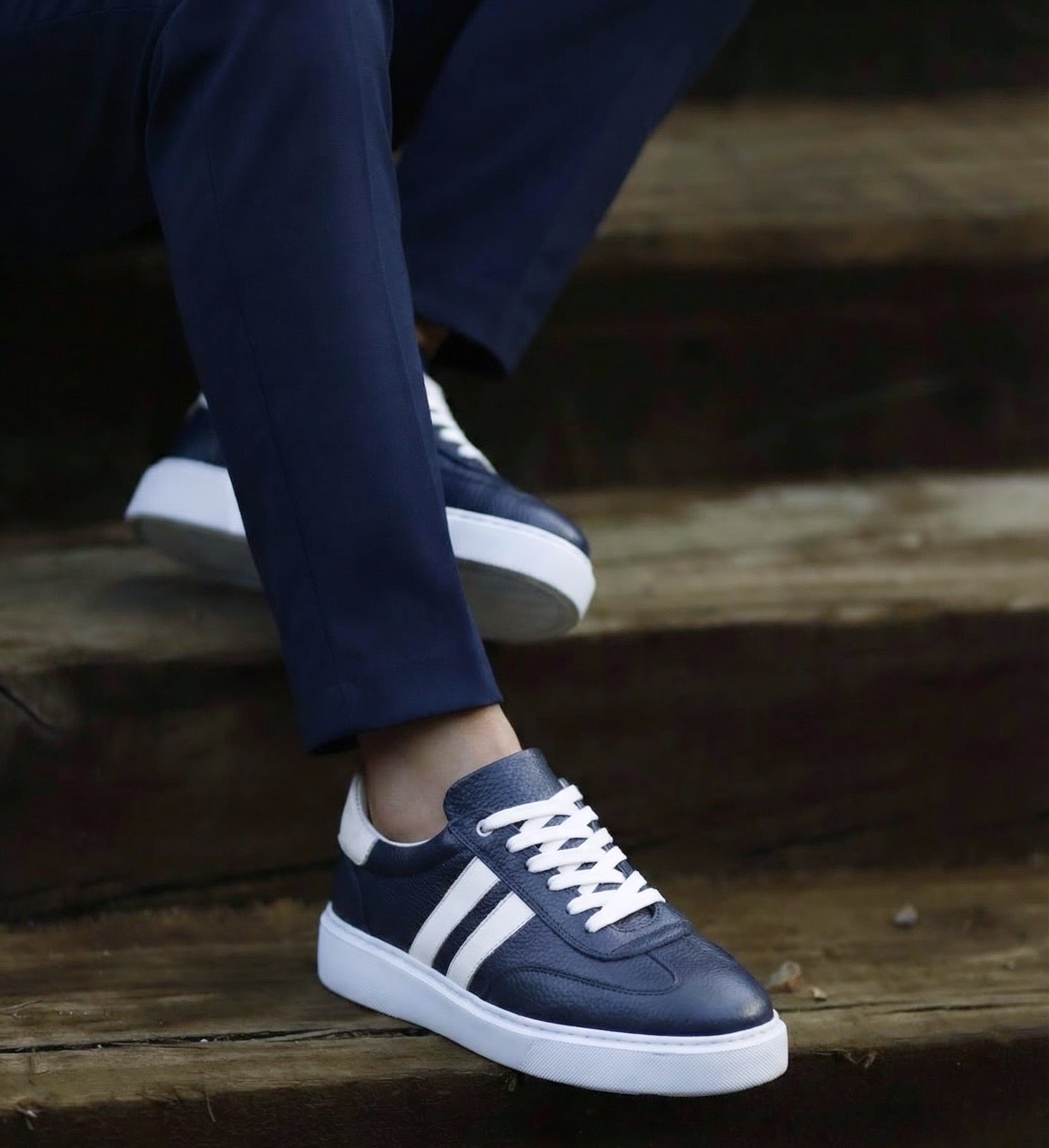 RİVİERA LACİVERT DERİ EVA TABAN ERKEK SNEAKERS AYAKKABI