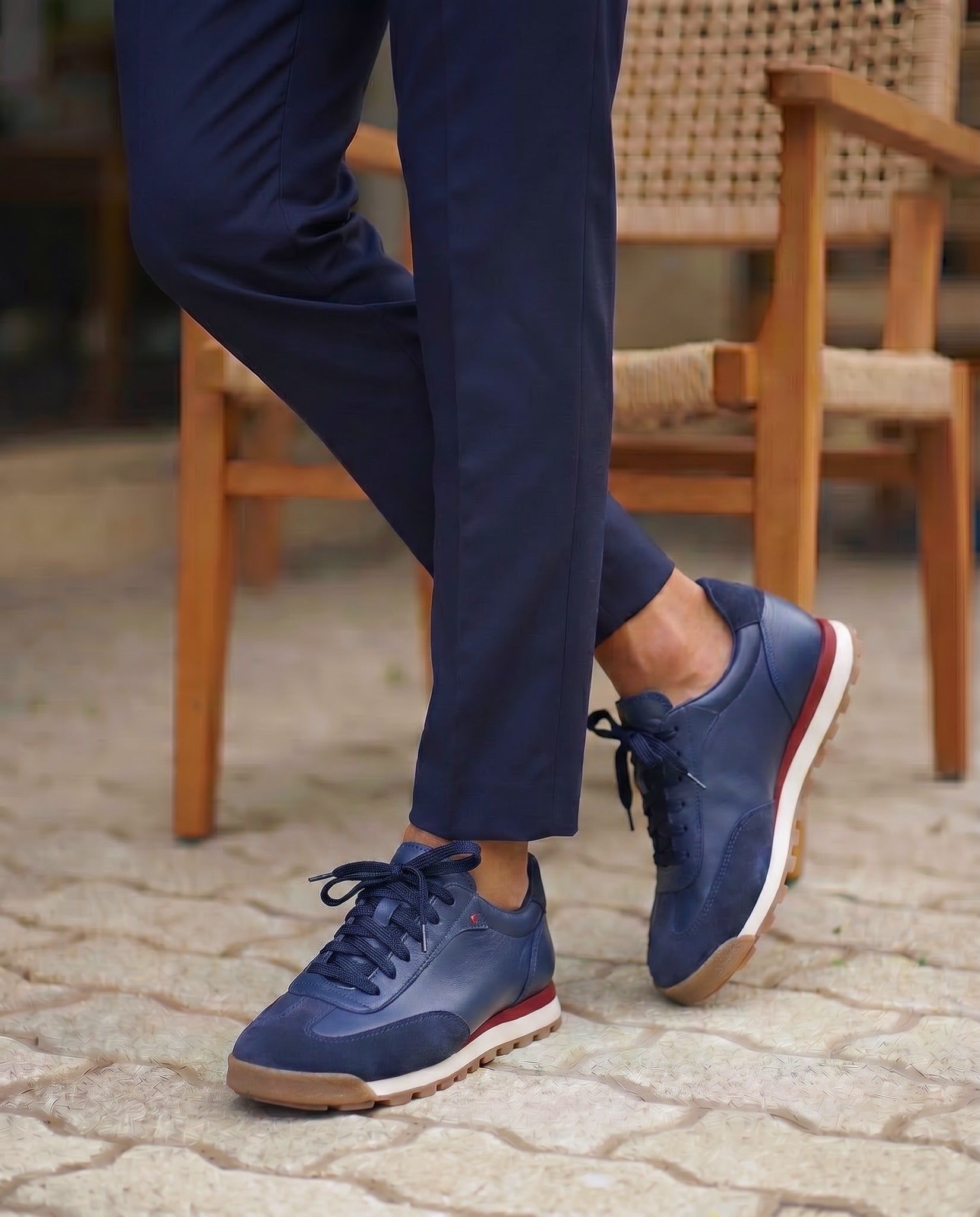 VARELLO LACİVERT DERİ ERKEK SNEAKERS AYAKKABI
