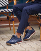 VARELLO LACİVERT DERİ ERKEK SNEAKERS AYAKKABI