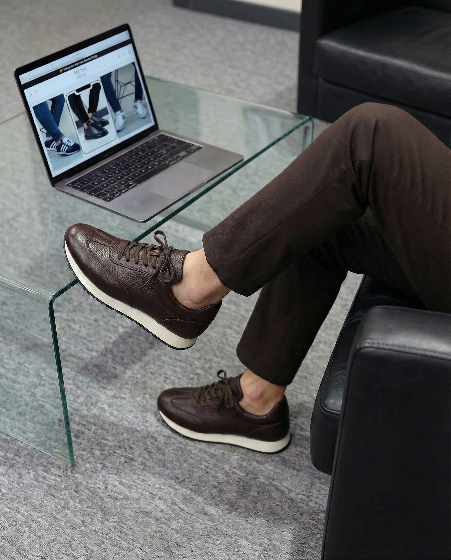 Kahverengi Deri Erkek Spor Ayakkabı