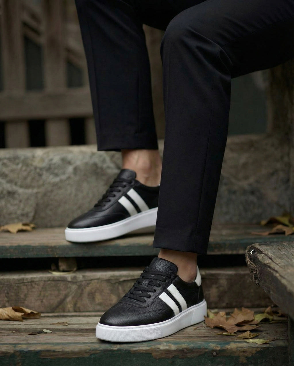 RİVİERA SiYAH DERi EVA TABAN ERKEK SNEAKERS AYAKKABI