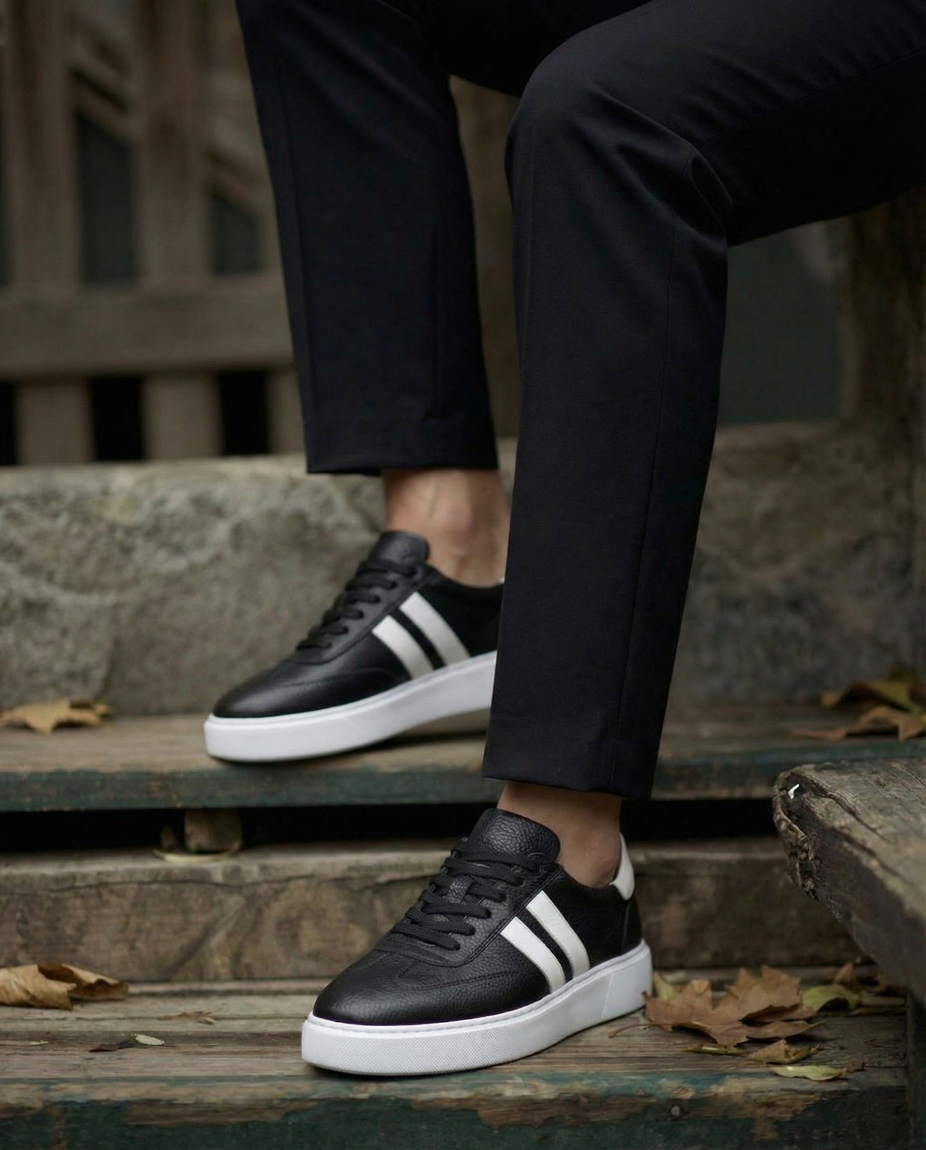 RİVİERA SiYAH DERi EVA TABAN ERKEK SNEAKERS AYAKKABI