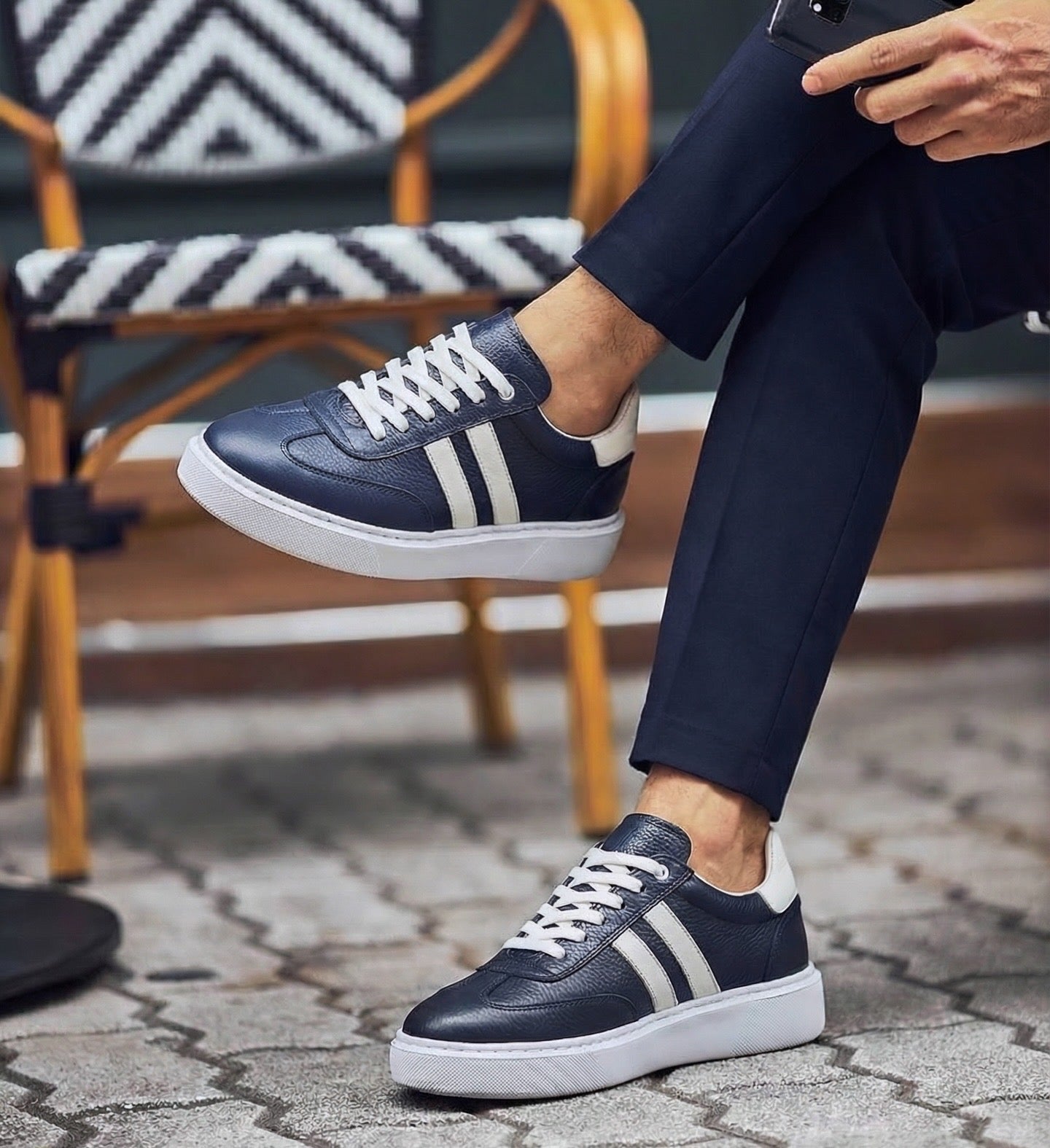 RİVİERA LACİVERT DERİ EVA TABAN ERKEK SNEAKERS AYAKKABI