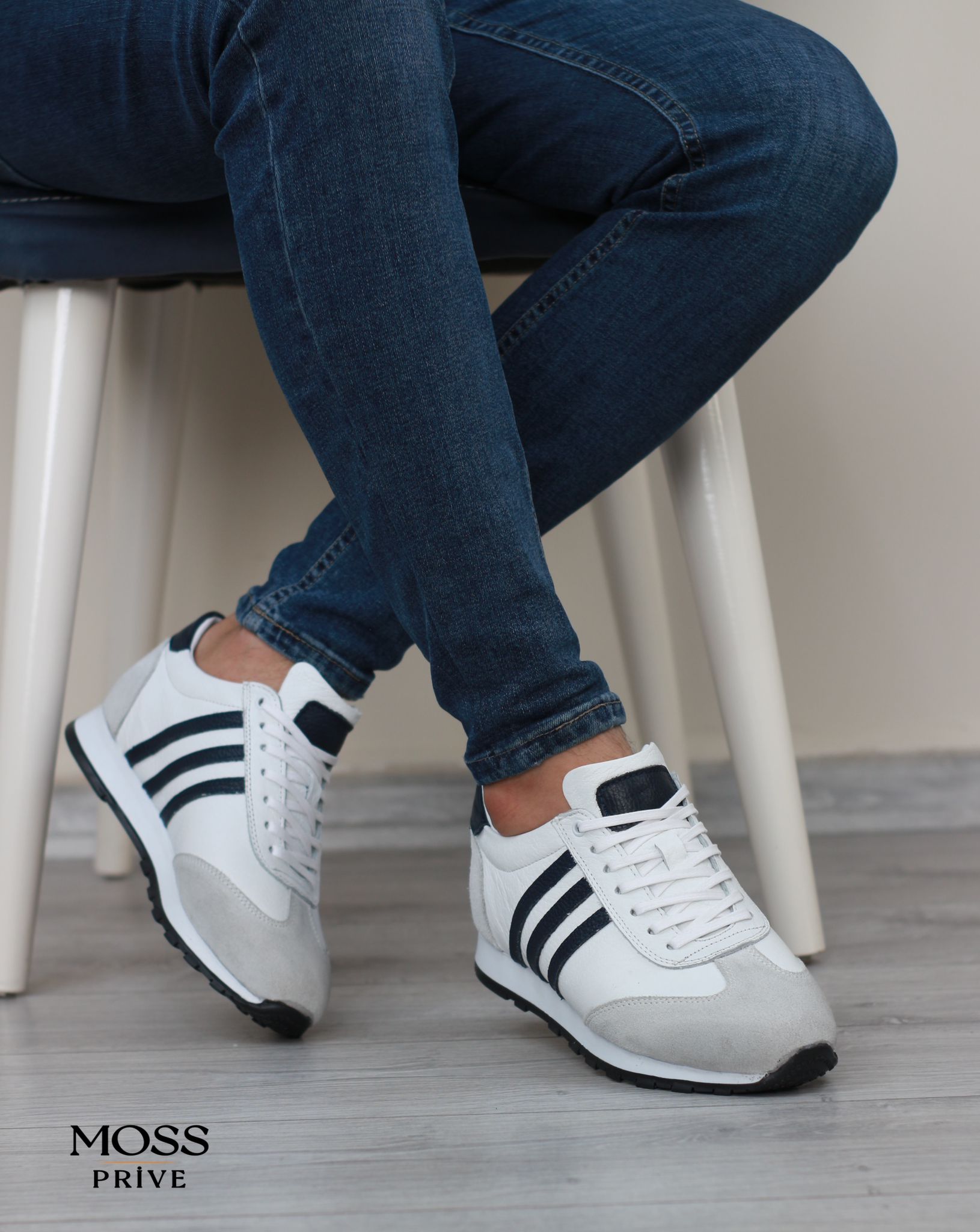 BEYAZ DERİ ERKEK SPOR AYAKKABI