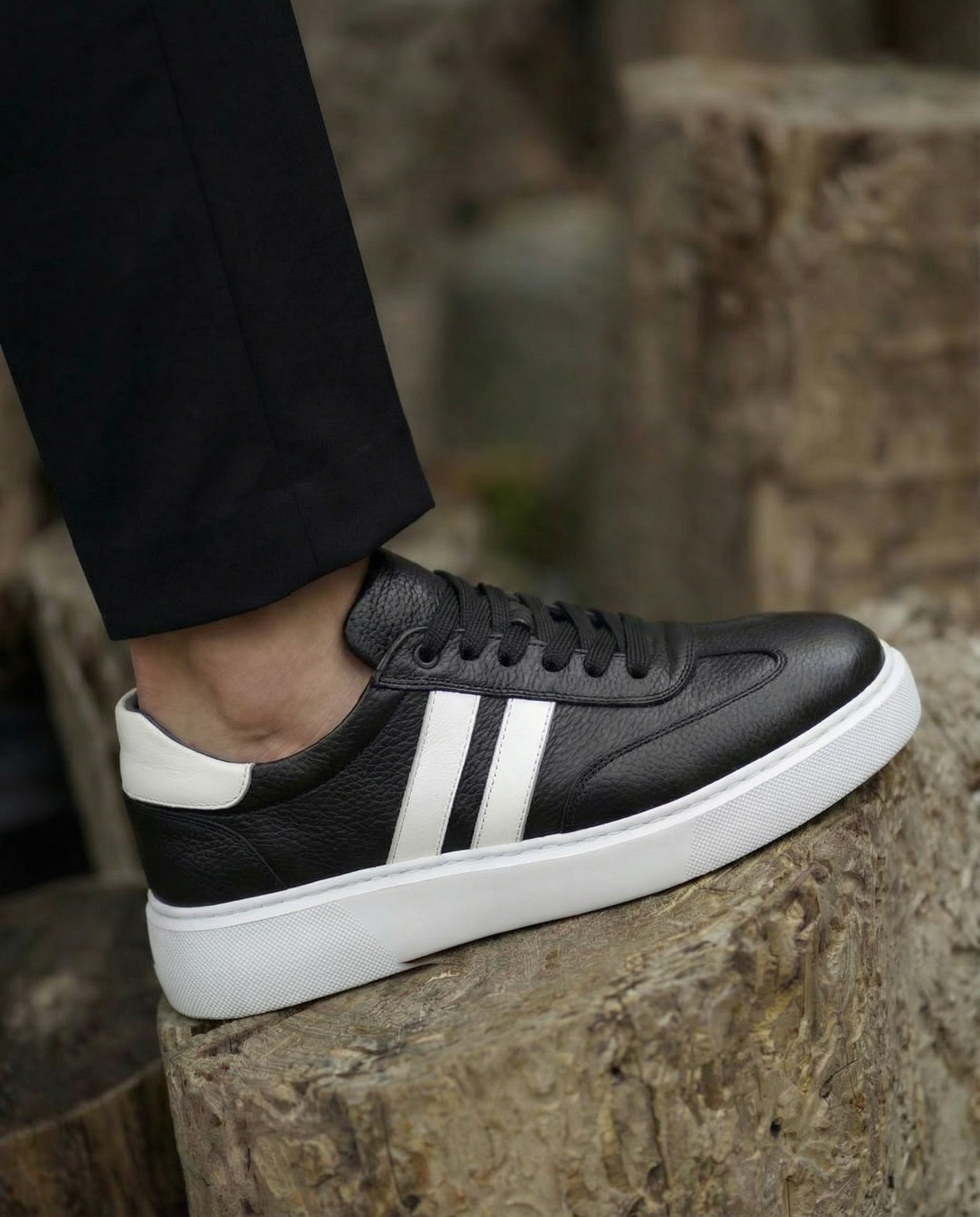 RİVİERA SiYAH DERi EVA TABAN ERKEK SNEAKERS AYAKKABI