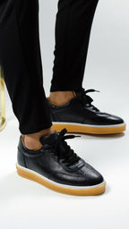 SİYAH DERİ ERKEK SNEAKERS AYAKKABI