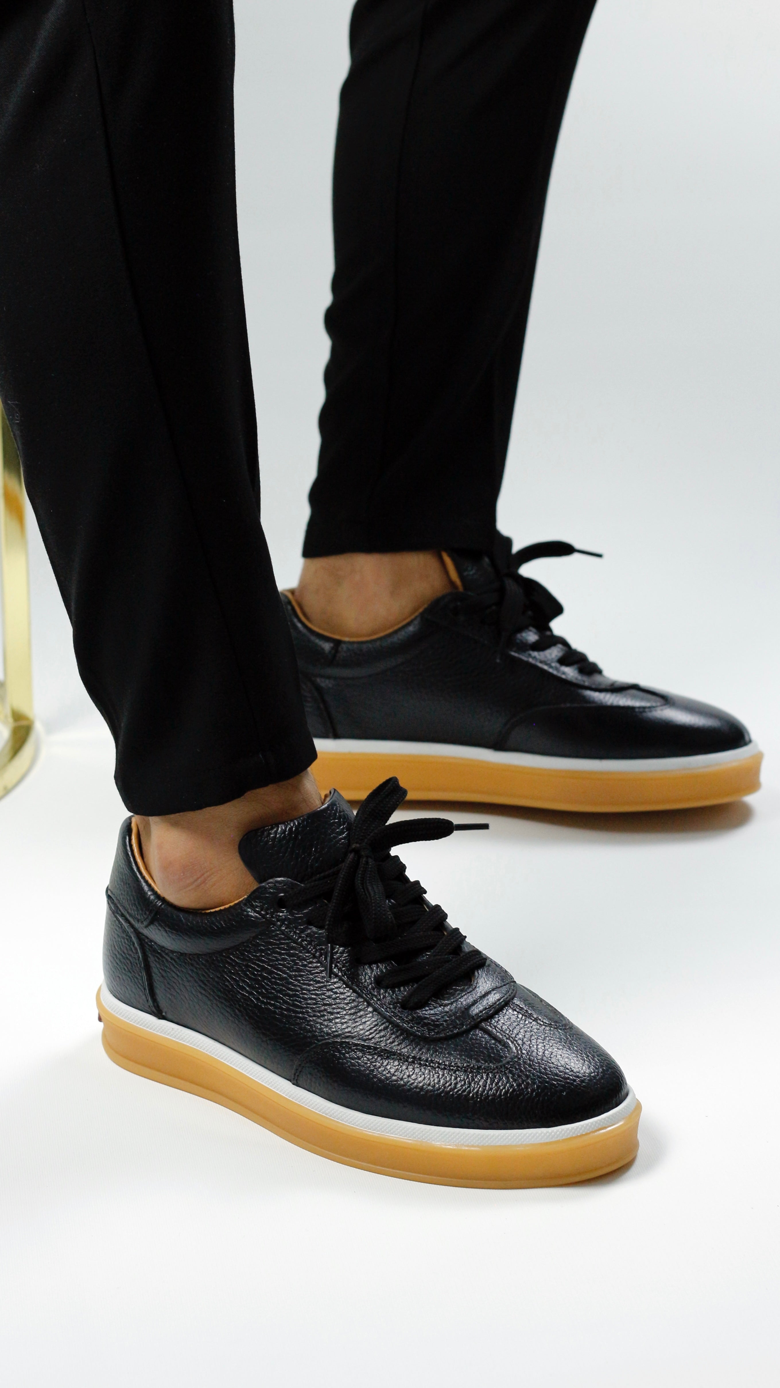 SİYAH DERİ ERKEK SNEAKERS AYAKKABI