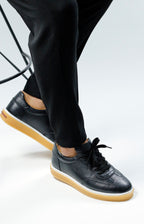 SİYAH DERİ ERKEK SNEAKERS AYAKKABI