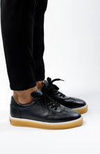 SİYAH DERİ ERKEK SNEAKERS AYAKKABI