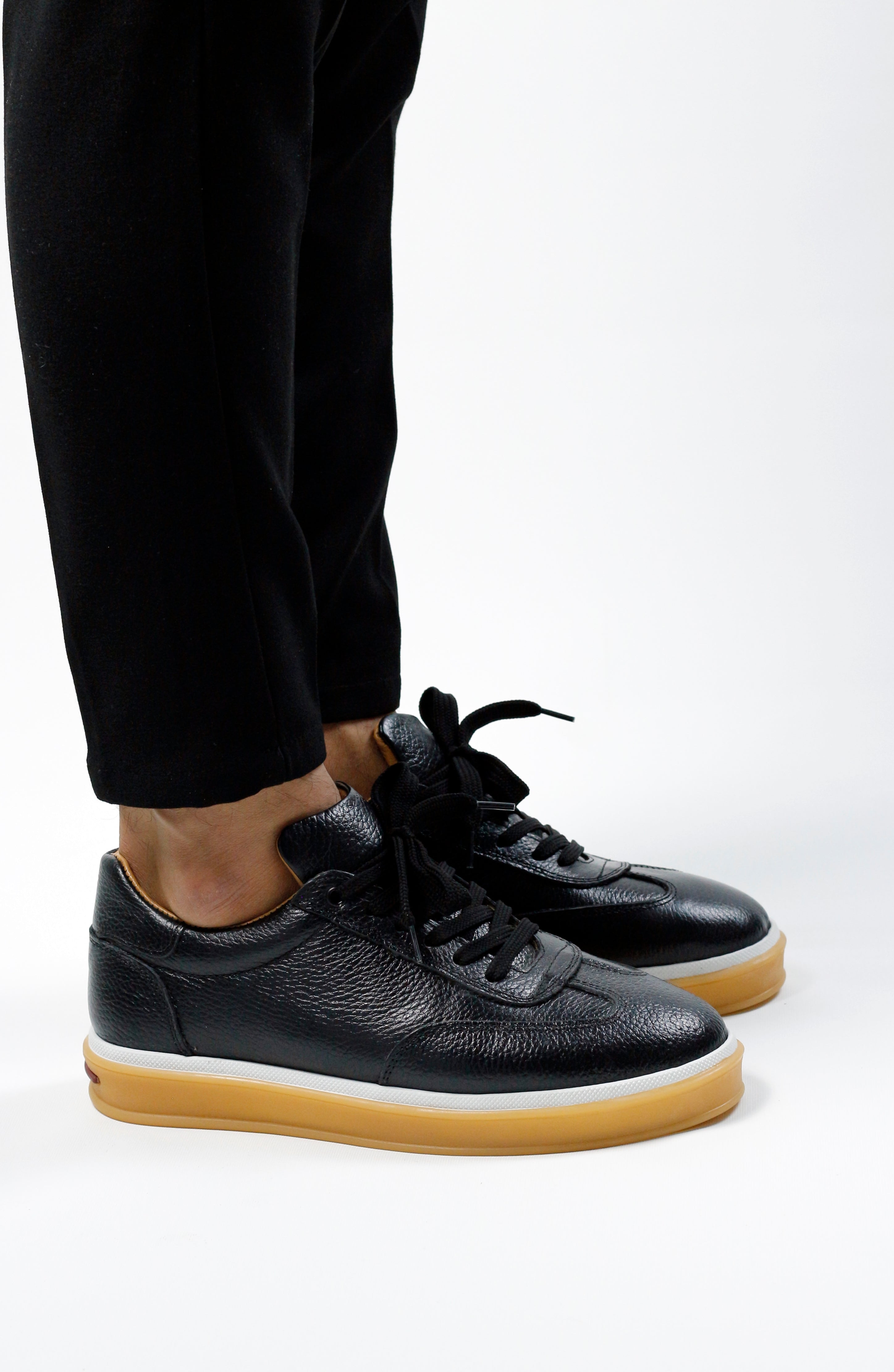 SİYAH DERİ ERKEK SNEAKERS AYAKKABI