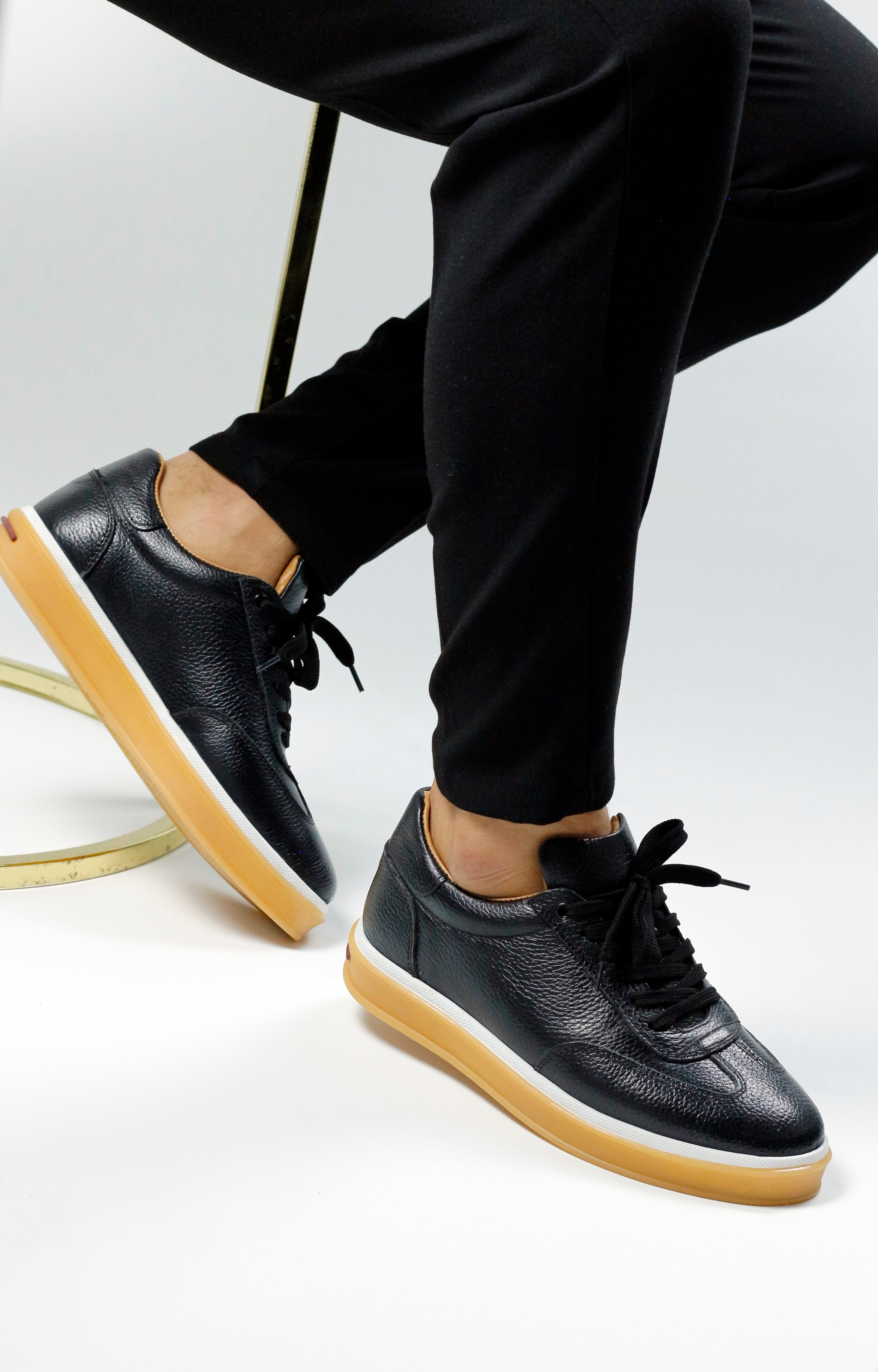 SİYAH DERİ ERKEK SNEAKERS AYAKKABI