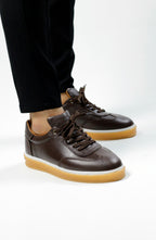 KAHVERENGİ DERİ ERKEK SNEAKERS AYAKKABI