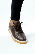 KAHVERENGİ DERİ ERKEK SNEAKERS AYAKKABI