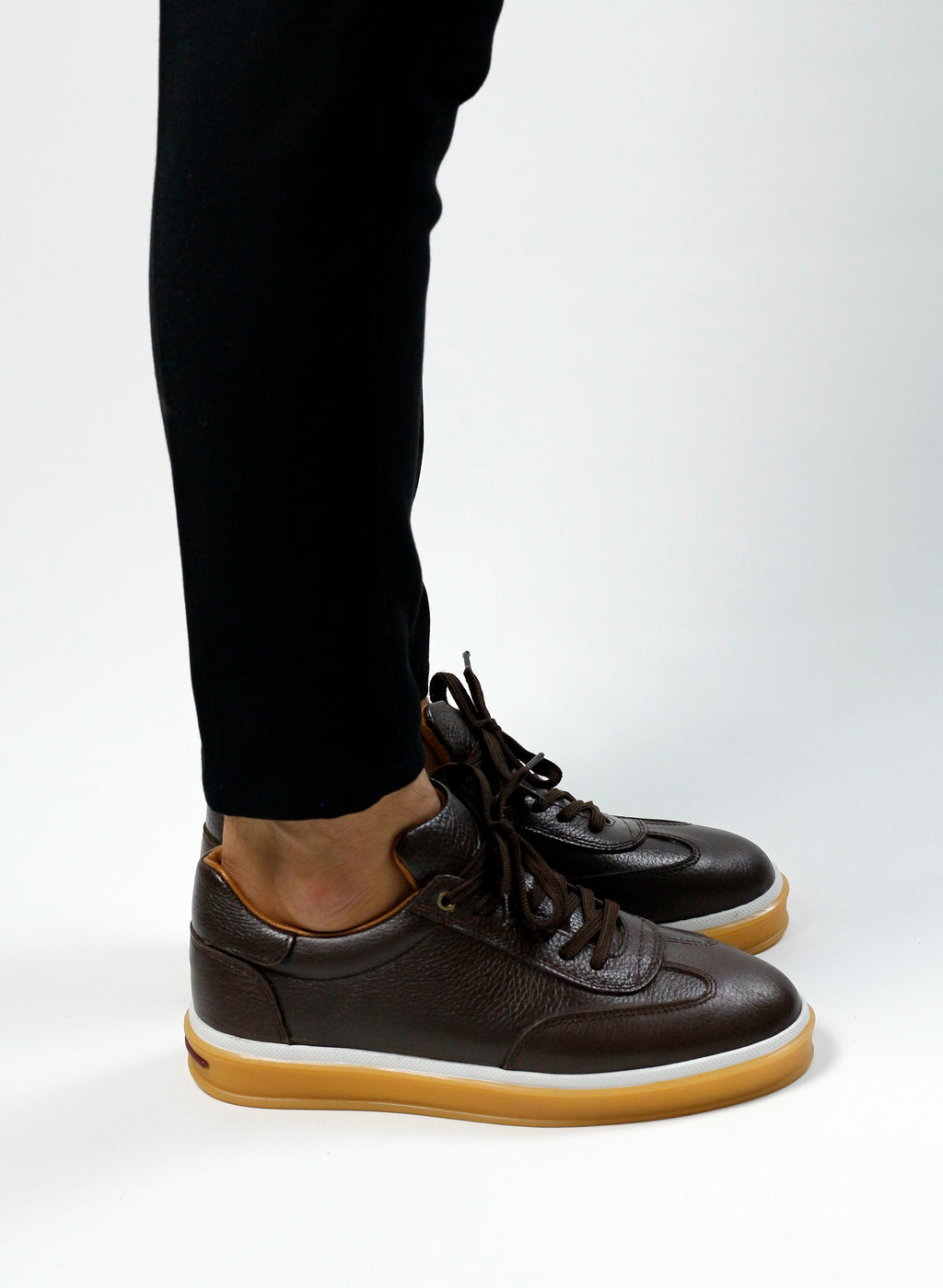 KAHVERENGİ DERİ ERKEK SNEAKERS AYAKKABI