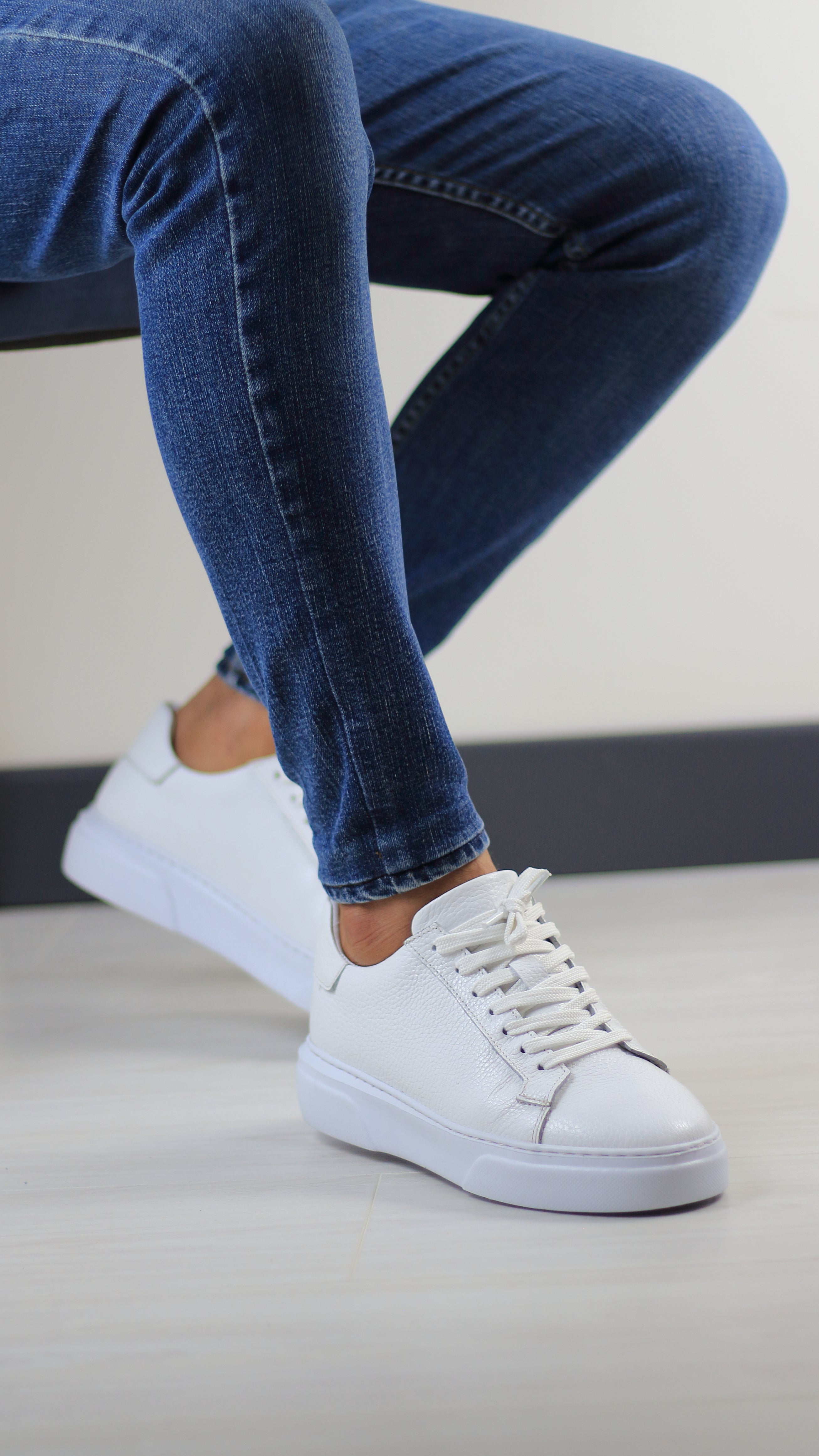 BEYAZ DERİ ERKEK SNEAKERS AYAKKABI