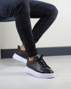 SİYAH DERİ ERKEK SNEAKERS AYAKKABI