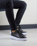 SİYAH DERİ ERKEK SNEAKERS AYAKKABI