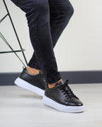 SİYAH DERİ ERKEK SNEAKERS AYAKKABI