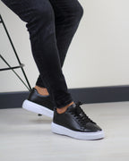 SİYAH DERİ ERKEK SNEAKERS AYAKKABI