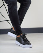 SİYAH DERİ ERKEK SNEAKERS AYAKKABI