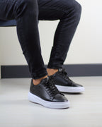 SİYAH DERİ ERKEK SNEAKERS AYAKKABI