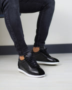 002 SİYAH DERİ ERKEK SNEAKERS AYAKKABI
