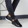 002 SİYAH DERİ ERKEK SNEAKERS AYAKKABI