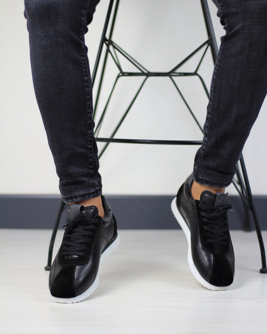 002 SİYAH DERİ ERKEK SNEAKERS AYAKKABI