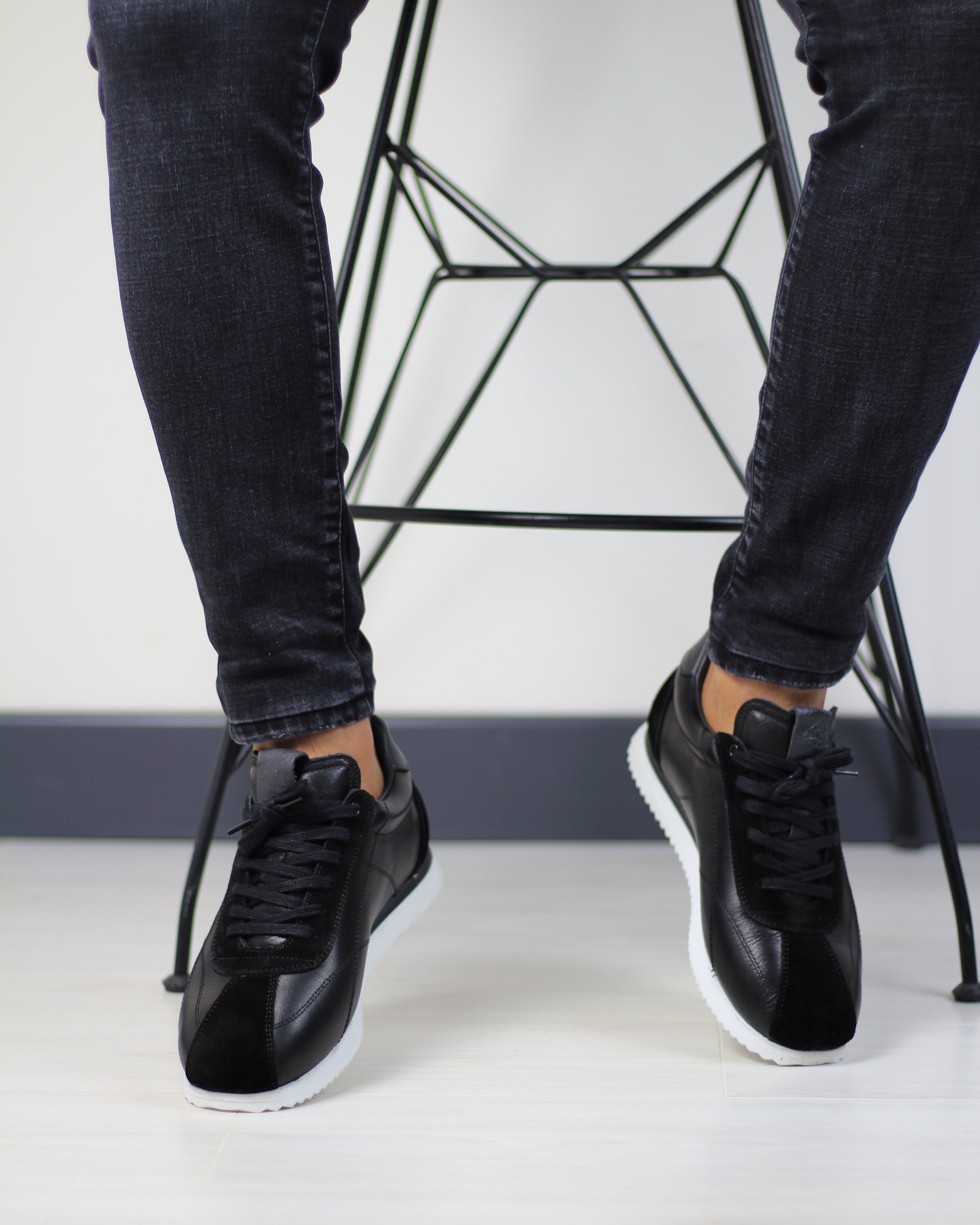 SİYAH DERİ ERKEK SNEAKERS AYAKKABI