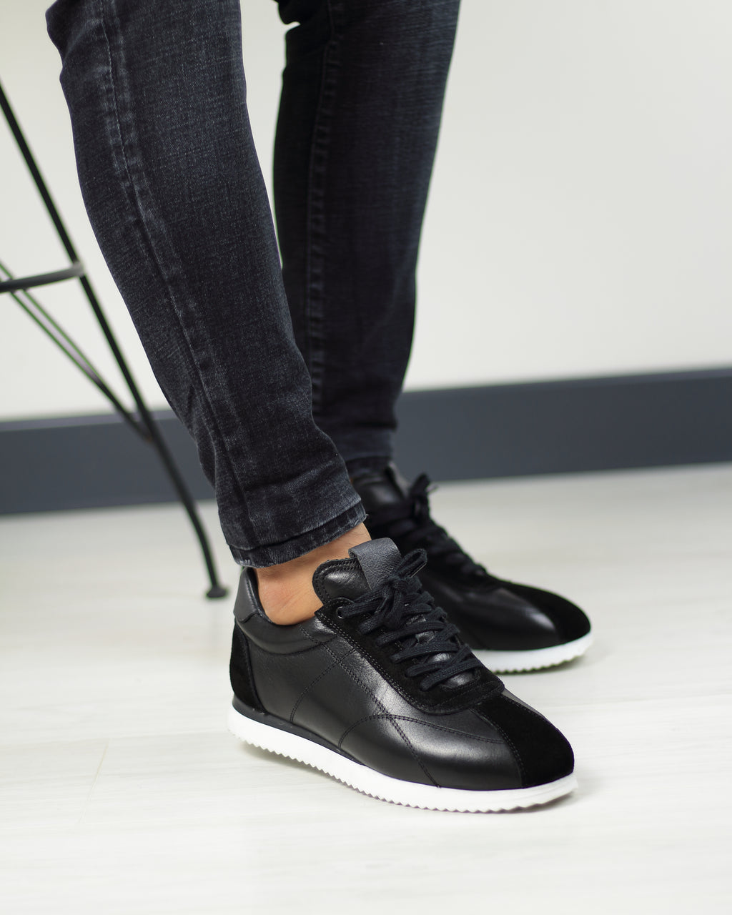 002 SİYAH DERİ ERKEK SNEAKERS AYAKKABI